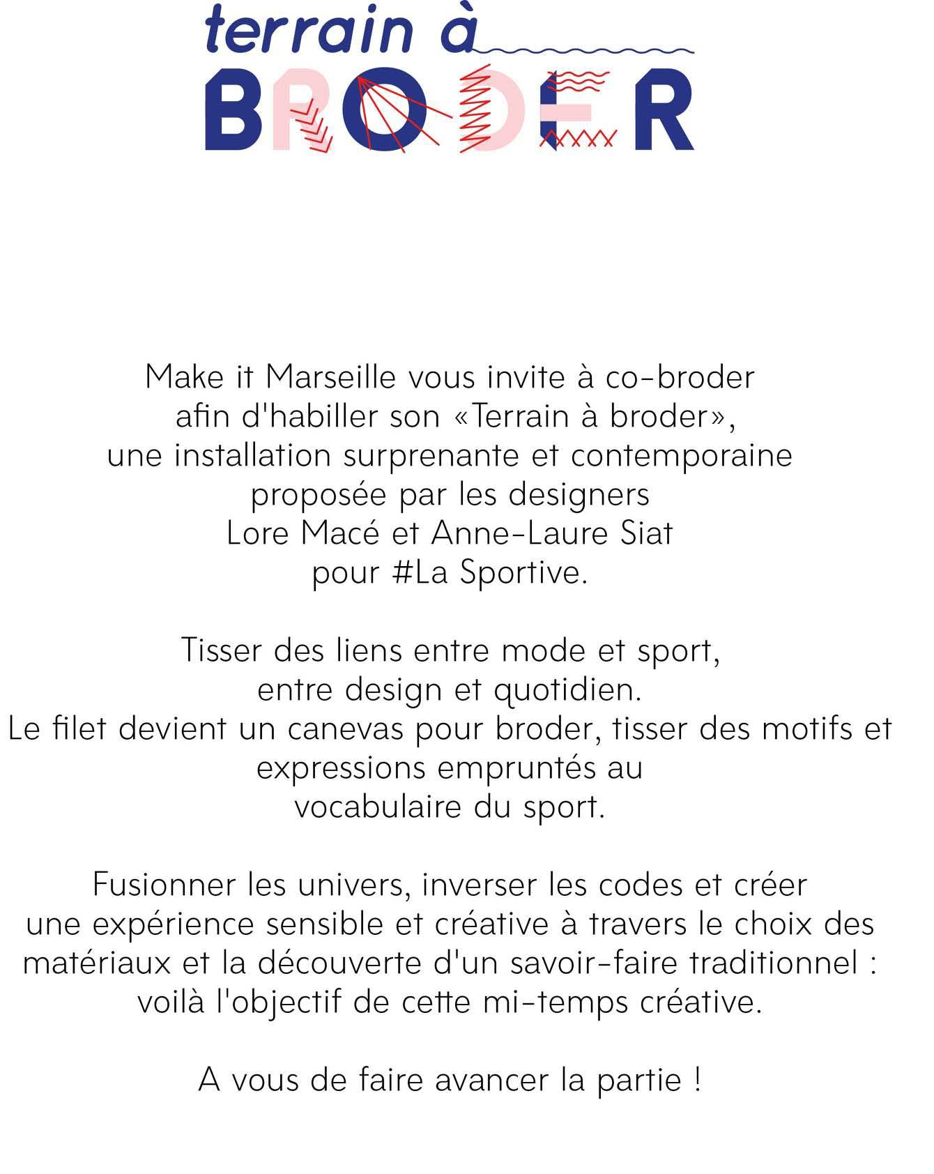 Logo et texte terrain à broder